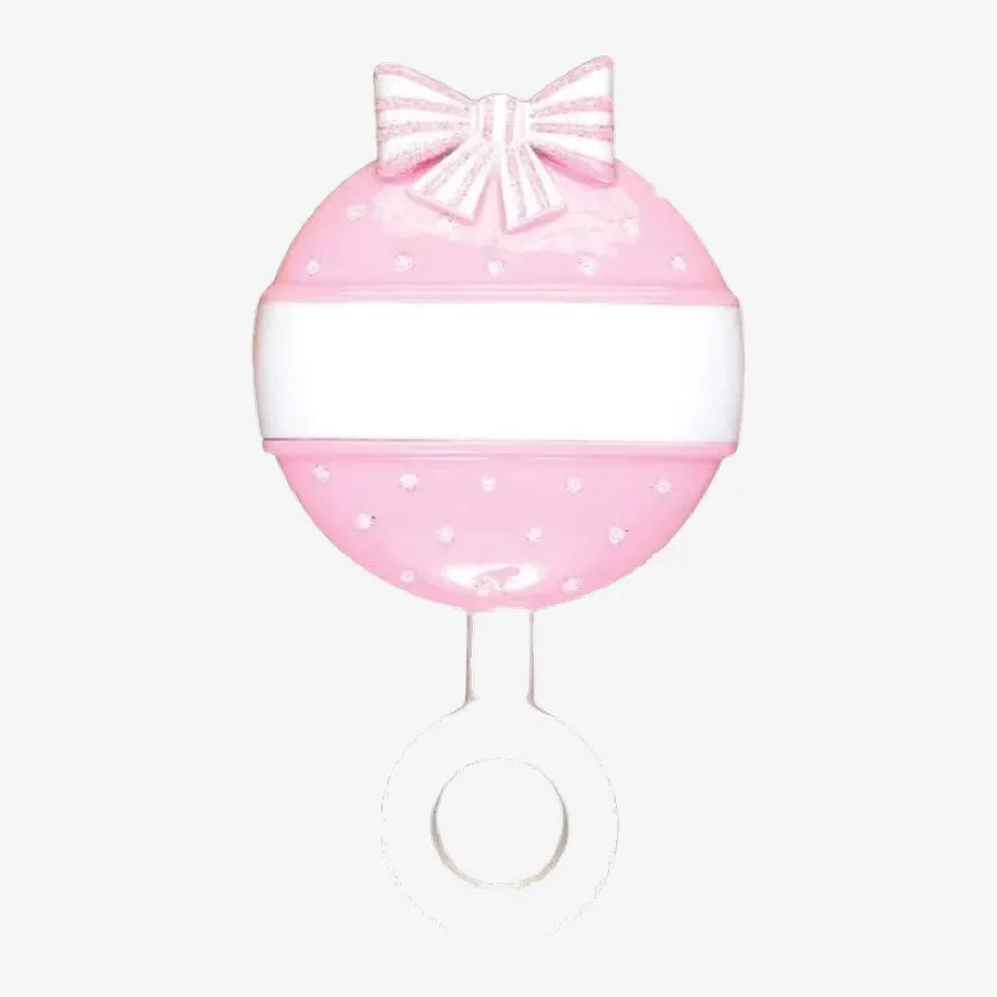 OR1494-P - Pink Baby Rattle Personalised Christmas Decoration