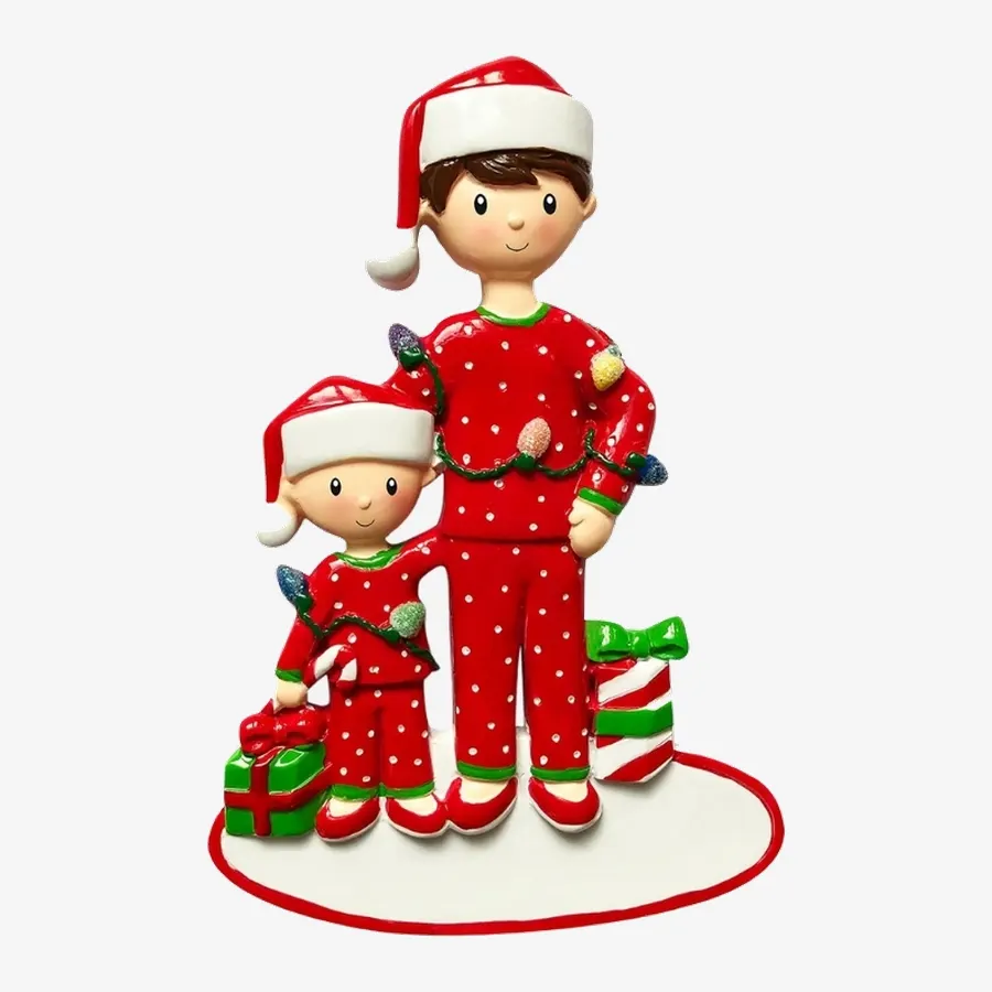 OR1791-1 - Single Dad with 1 Child Personalised Christmas Decoration