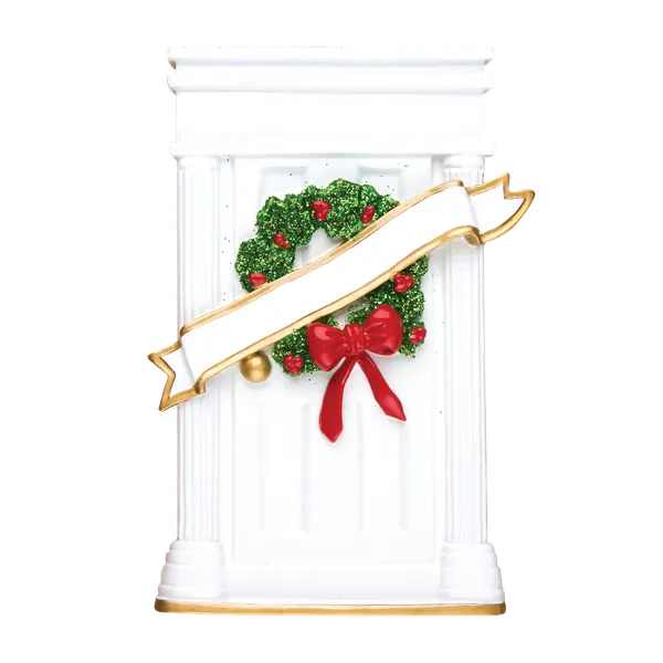 OR023 - Door With Wreath Personalised Christmas Decoration