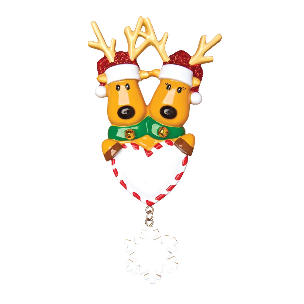 OR1018-2 - New Reindeer Couple Personalised Christmas Decoration