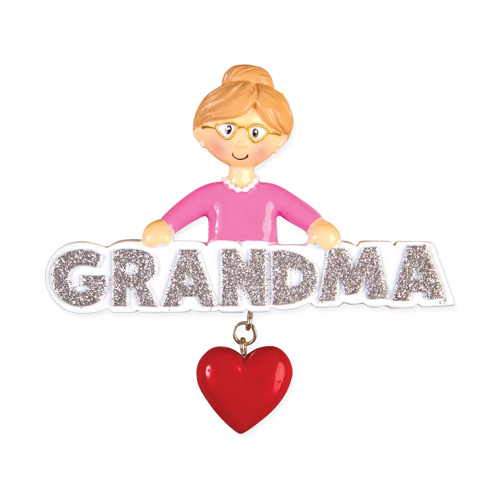OR1256 - Grandma With Heart Personalised Christmas Decoration