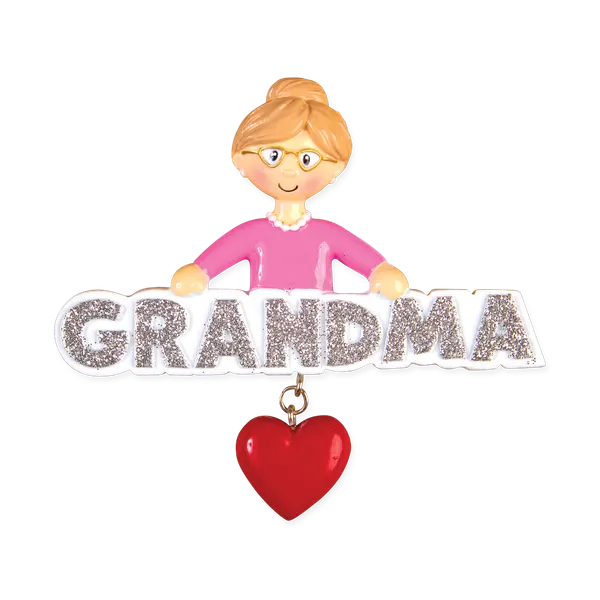 OR1256 - Grandma With Heart Personalised Christmas Decoration
