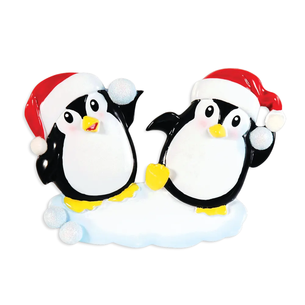 OR1318 - Penguin Snowball Couple Personalised Christmas Decoration