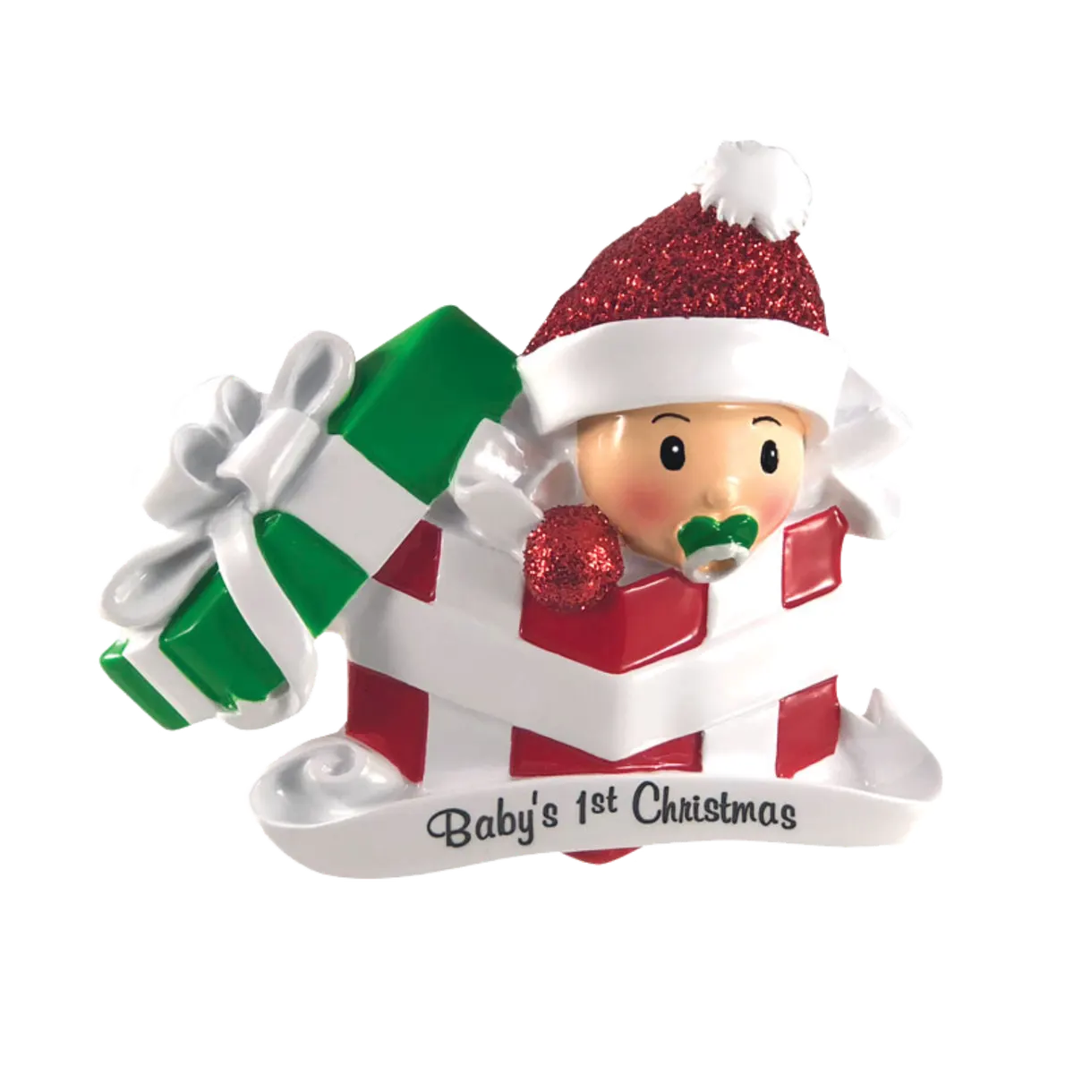 OR1330-RG - Baby in Present Personalised Christmas Decoration