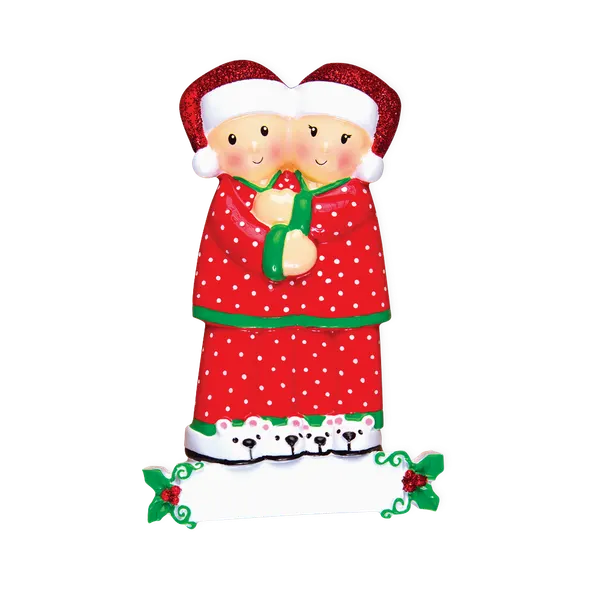 OR1470-2 - Pajama Family Couple Personalised Christmas Decoration