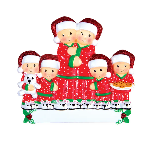 OR1470-6 - Pajama Family of 6 Personalised Christmas Decoration