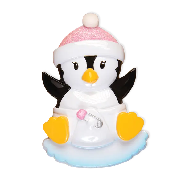 OR1493-P - Baby Penguin Girl Personalised Christmas Decoration
