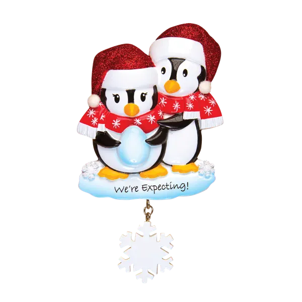 OR1498 - We're Expecting Penguins Personalised Christmas Decoration