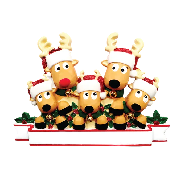 OR1527-5 - New Reindeer (Family of 5) Christmas Ornament