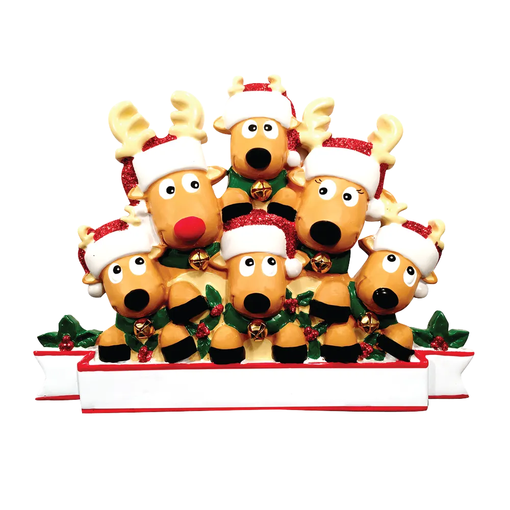 OR1527-6 - New Reindeer (Family of 6) Christmas Ornament