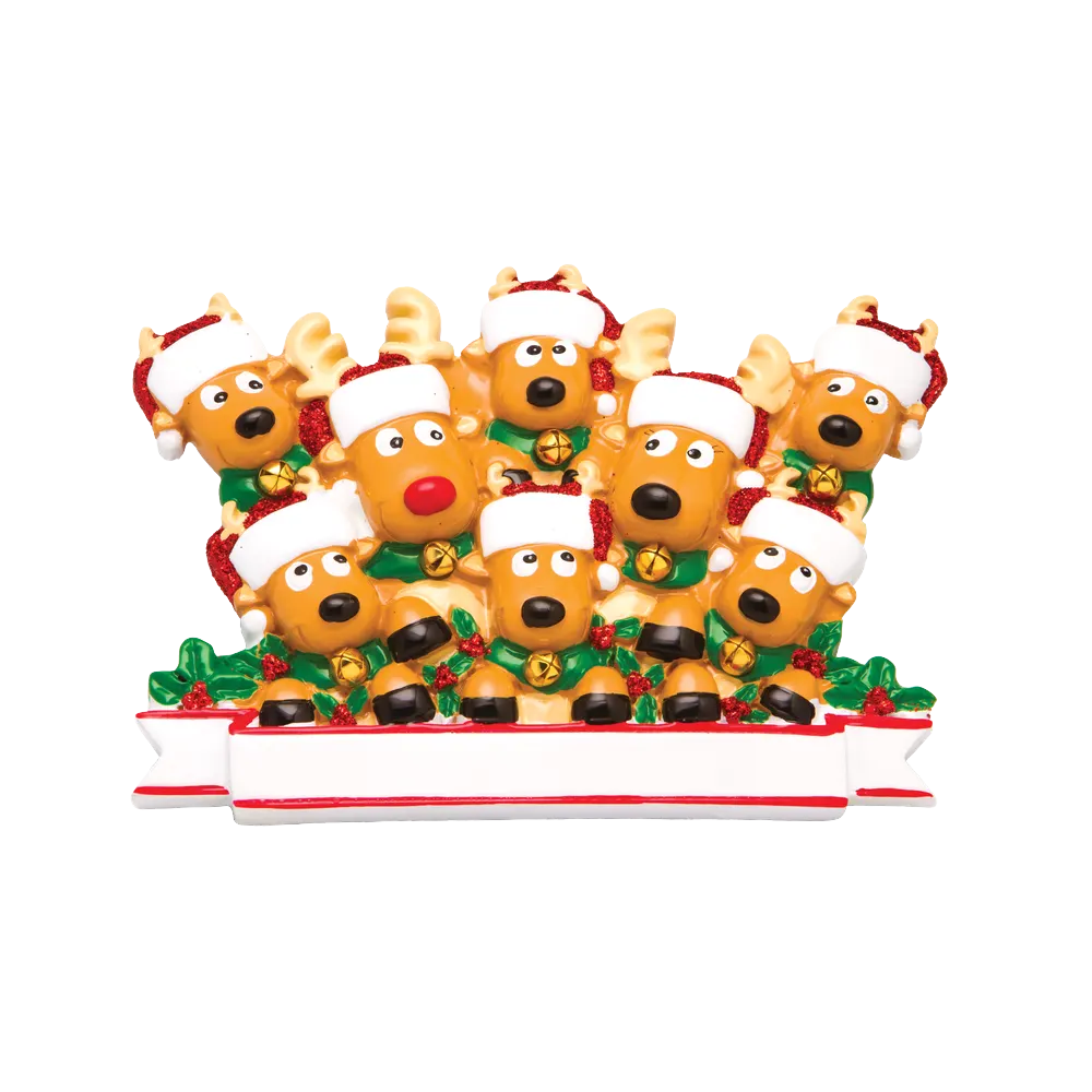 OR1527-8 - New Reindeer (Family of 8) Christmas Ornament