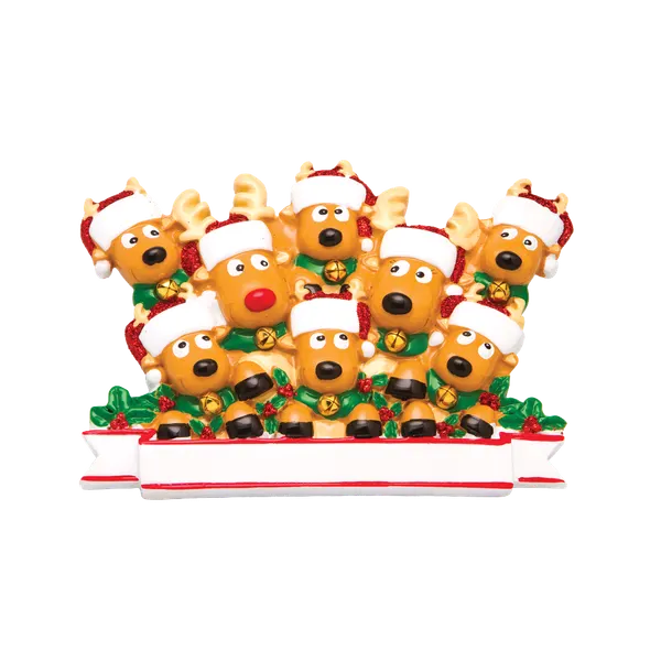 OR1527-8 - New Reindeer (Family of 8) Christmas Ornament