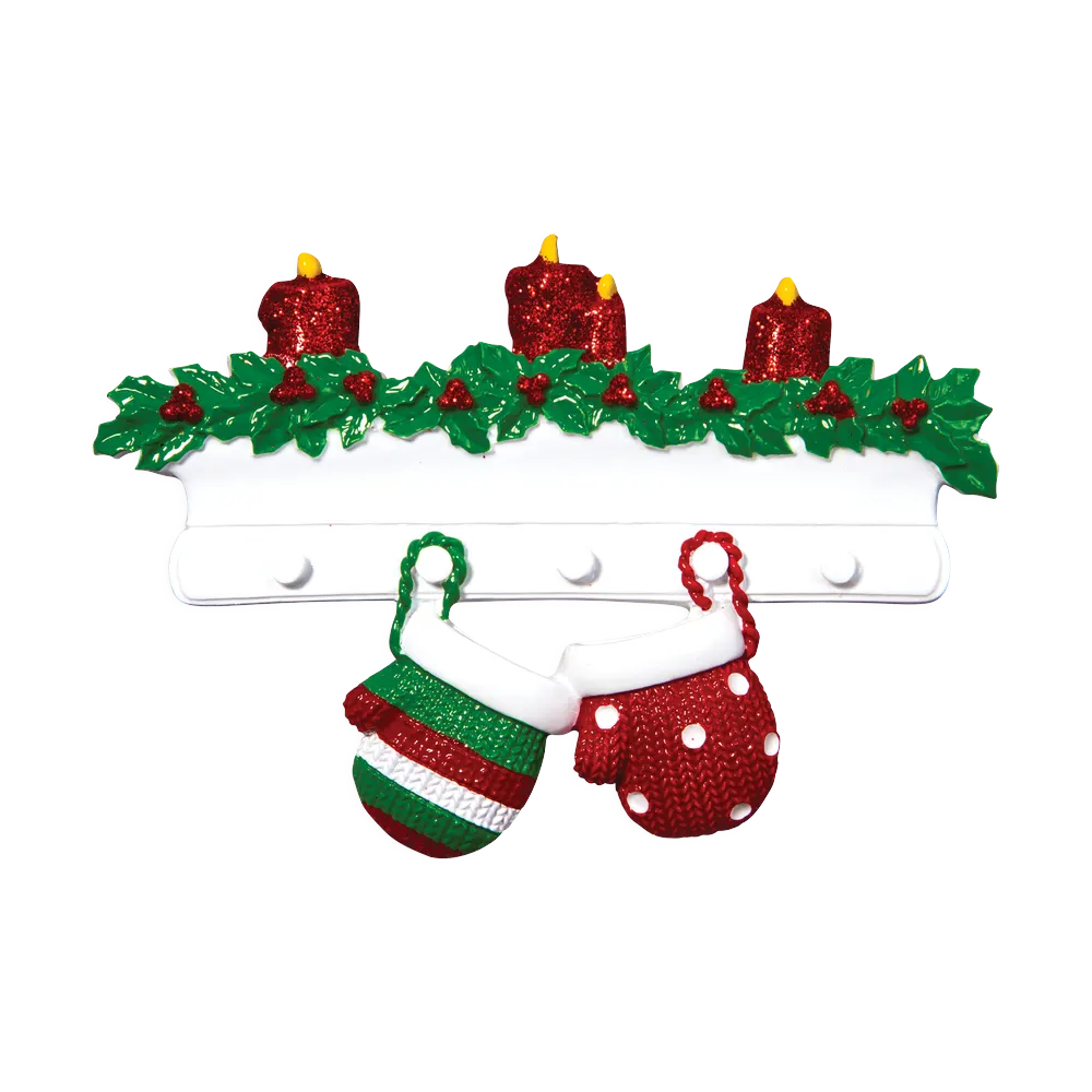 OR1570-2 - Red & Green Mitten Family of 2 Personalised Christmas Decoration