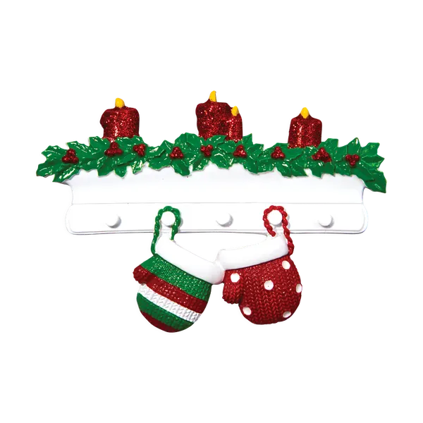 OR1570-2 - Red & Green Mitten Family of 2 Personalised Christmas Decoration