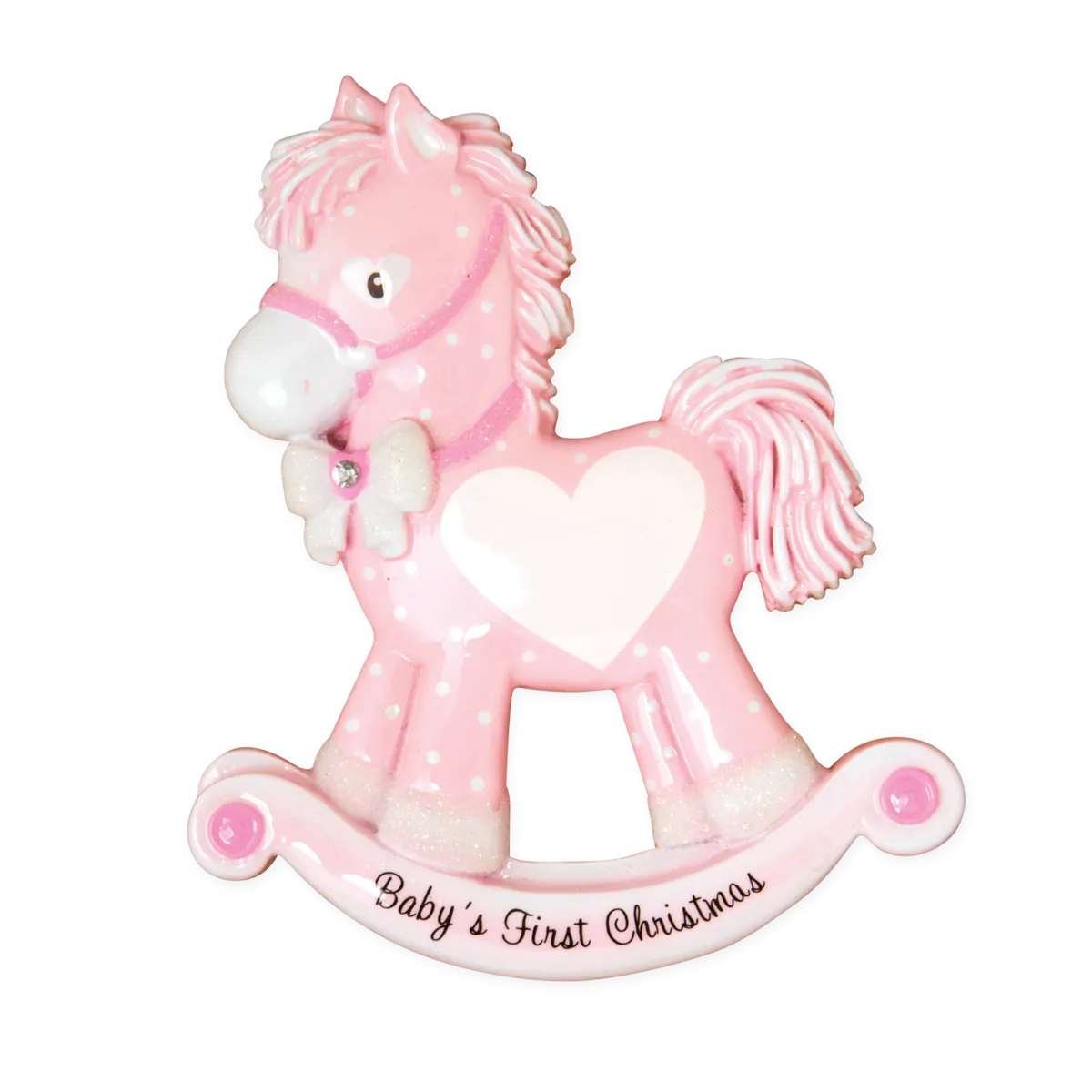 OR1573-P - Baby Girl Rocking Horse (New) Personalised Christmas Decoration