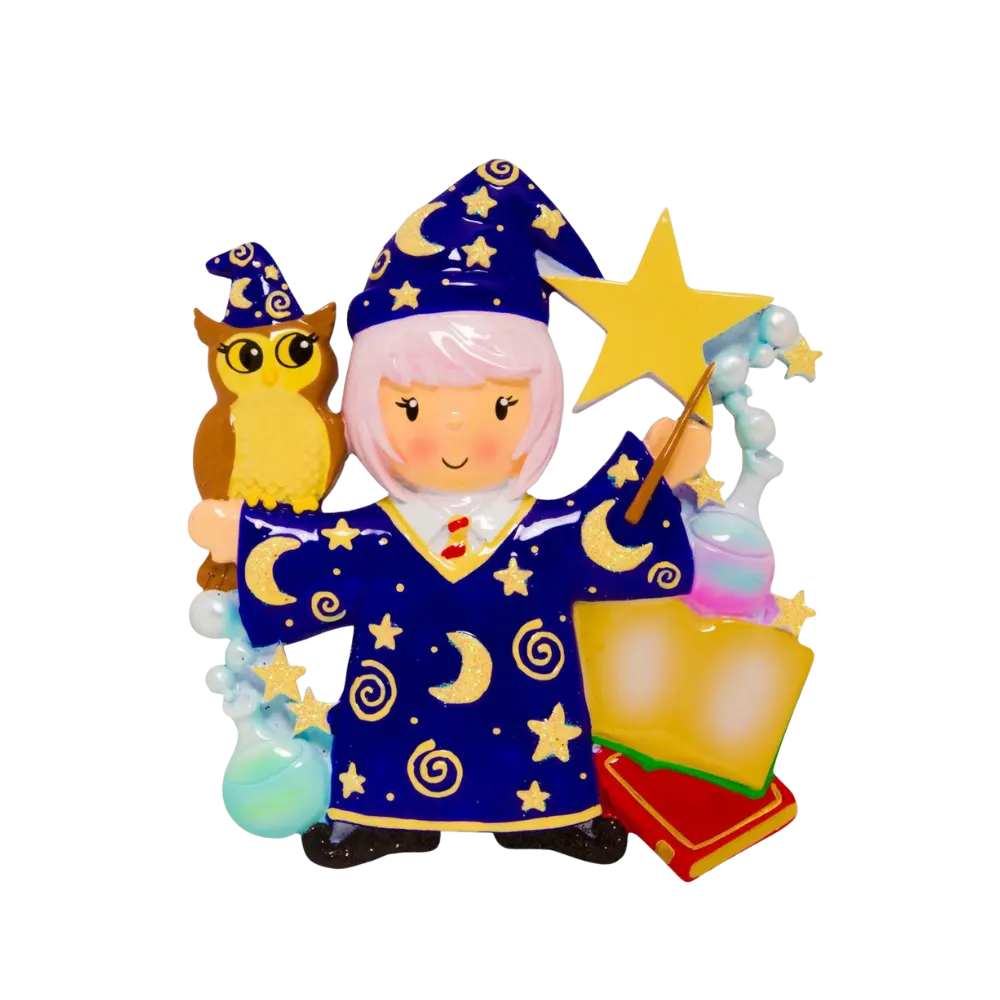 OR1584-GIRL - Wizard Girl Personalised Christmas Decoration