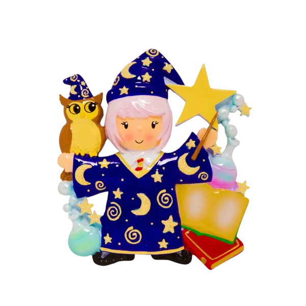 OR1584-GIRL - Wizard Girl Personalised Christmas Decoration