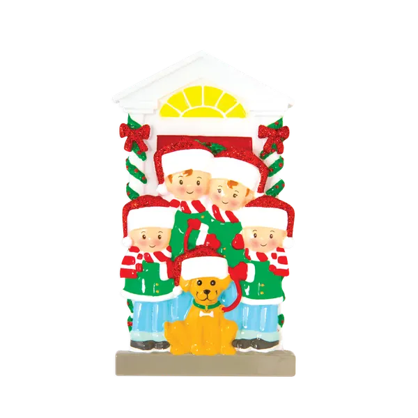 OR1611-4 - Family of 4 With Dog Personalised Christmas Decoration
