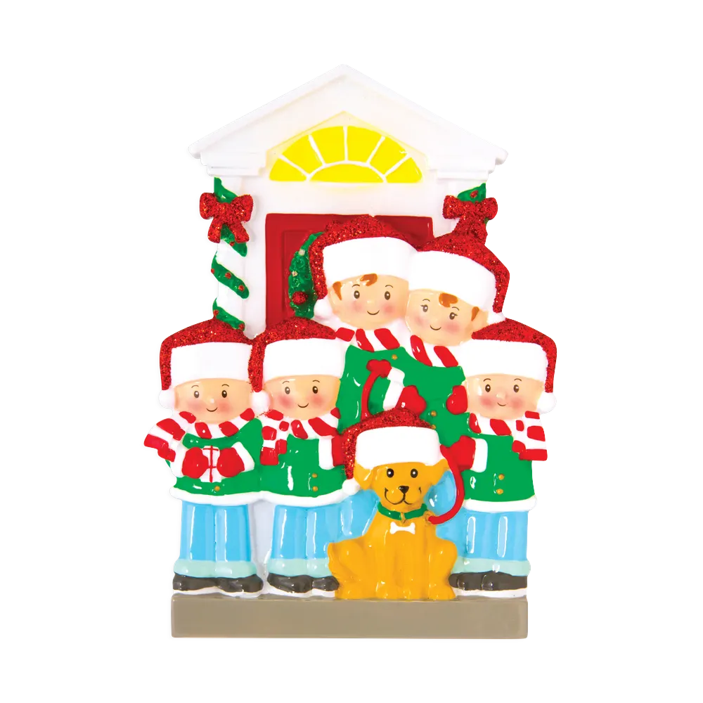 OR1611-5 - Family of 5 With Dog Personalised Christmas Decoration