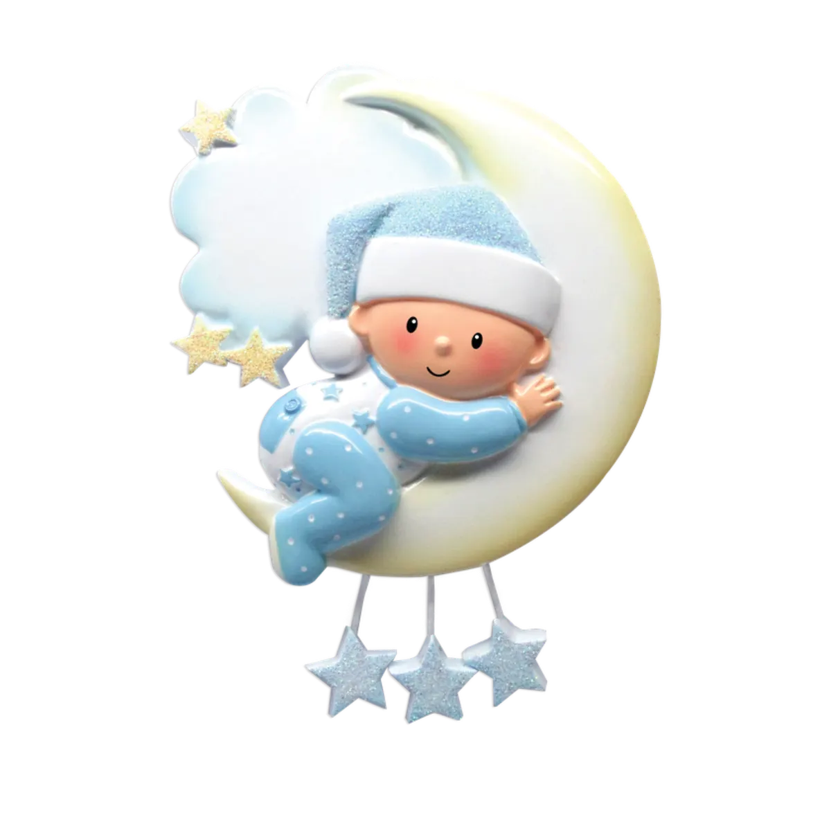 OR1637-B - Baby On Moon (Boy) Personalised Christmas Decoration