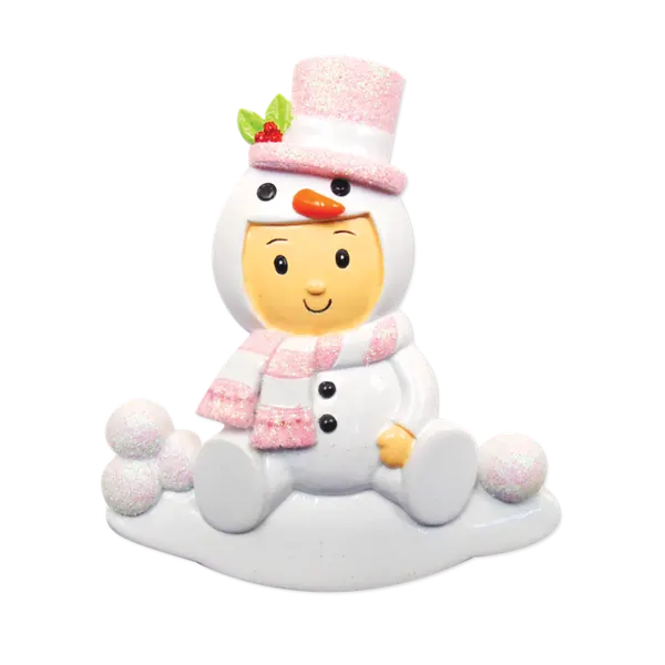 OR1639-P - Baby Girl Snowman Personalised Christmas Ornament
