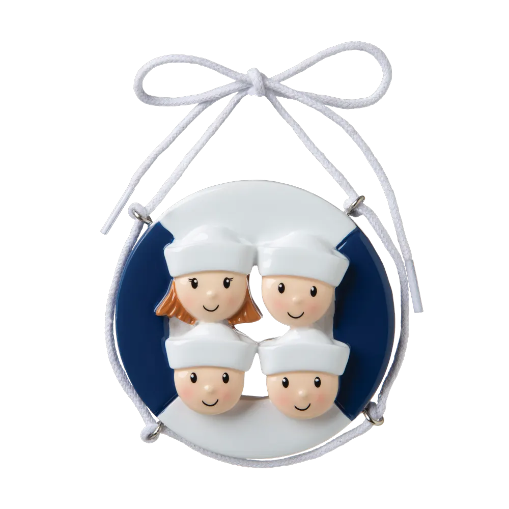 OR1676-4 - Cruise Ship Family of 4 Personalised Christmas Decoration