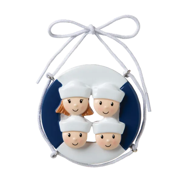 OR1676-4 - Cruise Ship Family of 4 Personalised Christmas Decoration