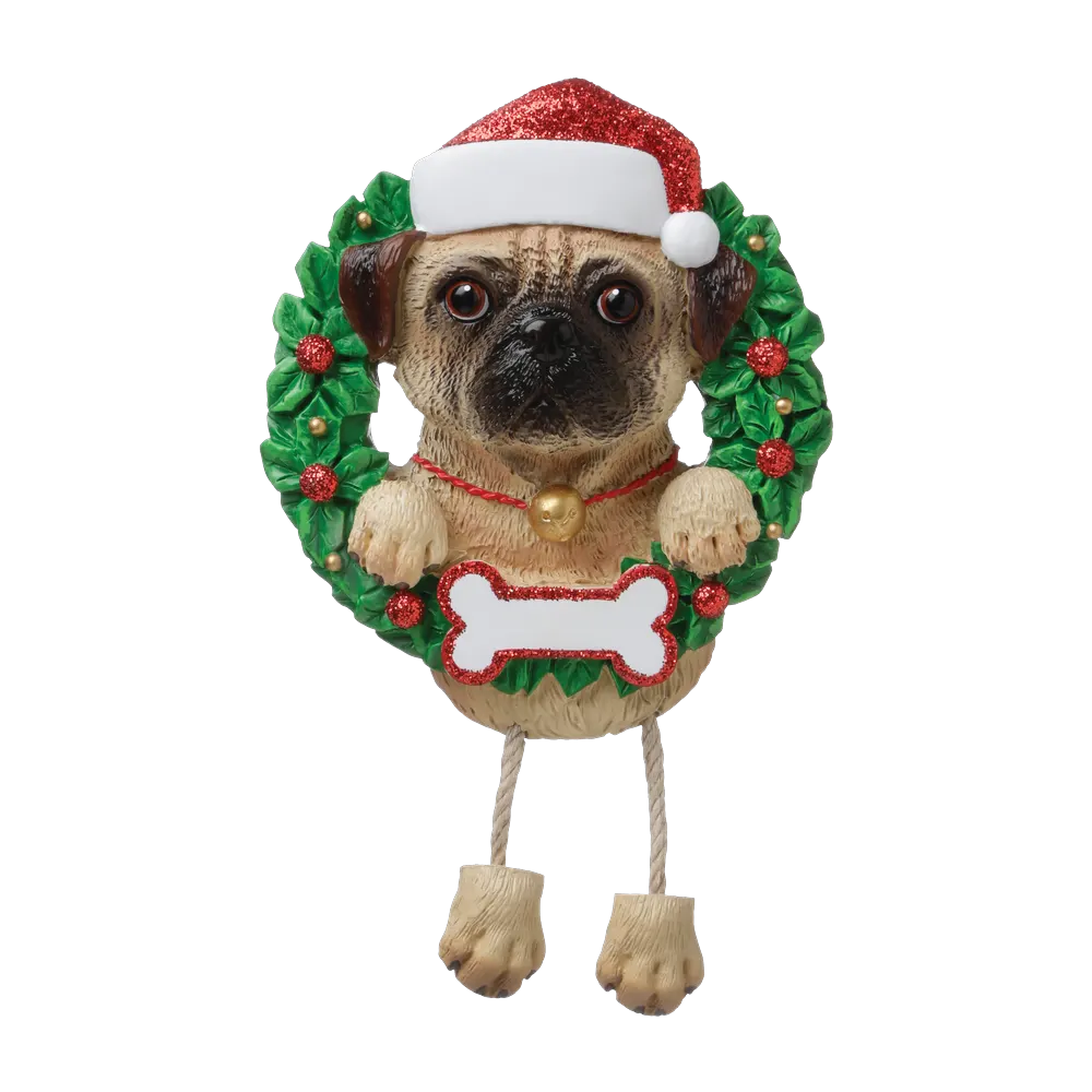 OR1712-PU - Pug (Pure Breed) Personalised Christmas Decoration