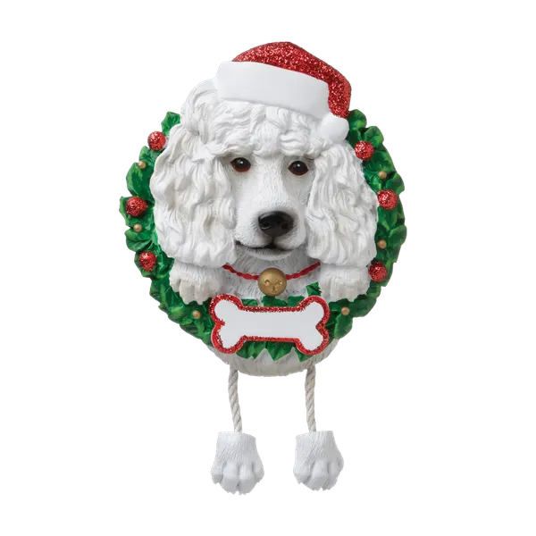 OR1712-WP - White Poodle (Pure Breed) Personalised Christmas Decoration