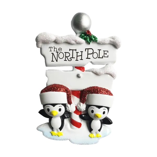 OR1739-2 - North Pole Penguin Family of 2 Personalised Christmas Decoration