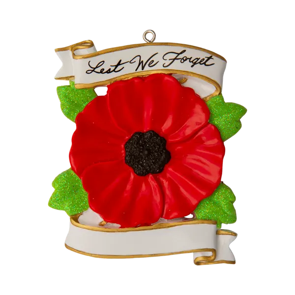OR1755 - Lest We Forget Canadian Poppy Personalised Christmas Decoration