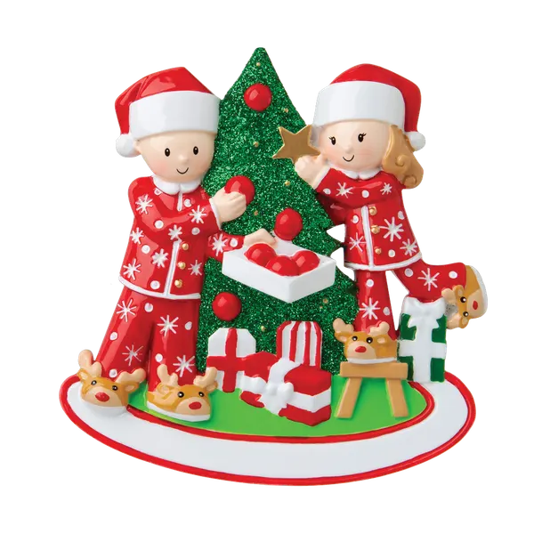 OR1784 - Couple Decorating A Tree Our 1St Christmas Together Personalised Christmas Decoration