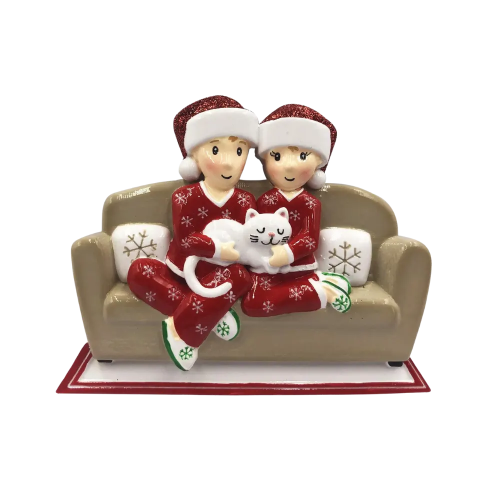 OR1786-2 - Family of 2 W/Cat Personalised Christmas Decoration