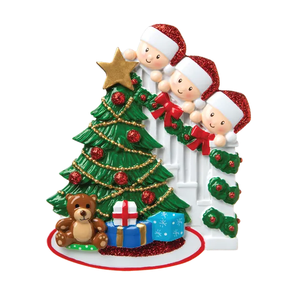OR1789-3 - Peeking Family of 3 Personalised Christmas Decoration