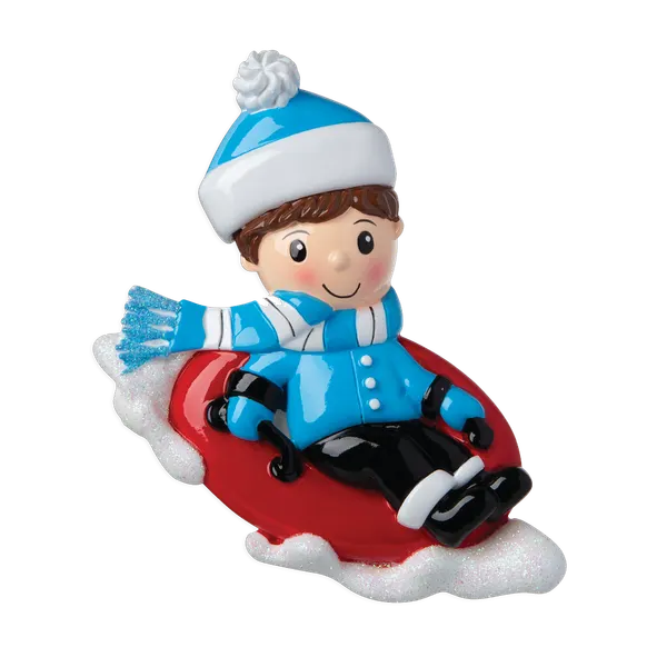 OR1871-B - Boy On Sled Personalised Christmas Decoration