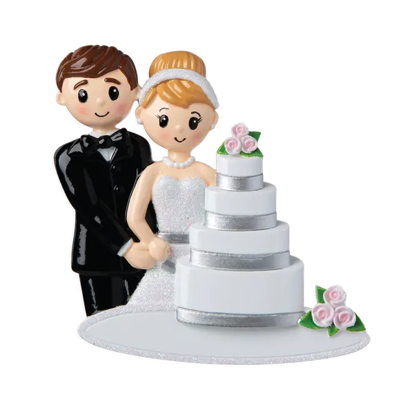 OR1880 - Wedding Couple With Cake Personalised Christmas Decoration