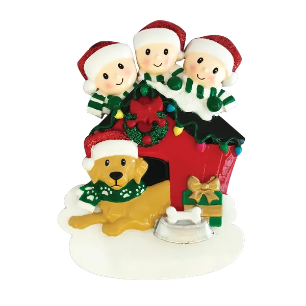 OR1909-3 - Family of 3 With Dog Personalised Christmas Decoration