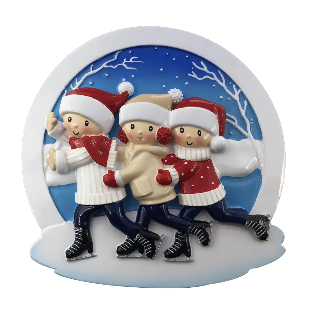 OR2024-3 - Ice Skating Family of 3 Personalised Christmas Decoration