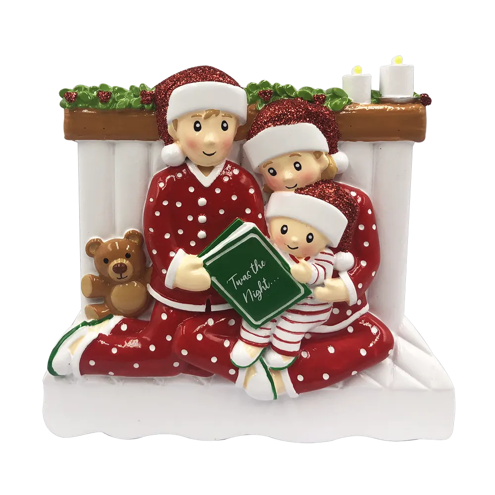 OR2025-3 - Reading in Bed Family of 3 Personalized Christmas Decoration