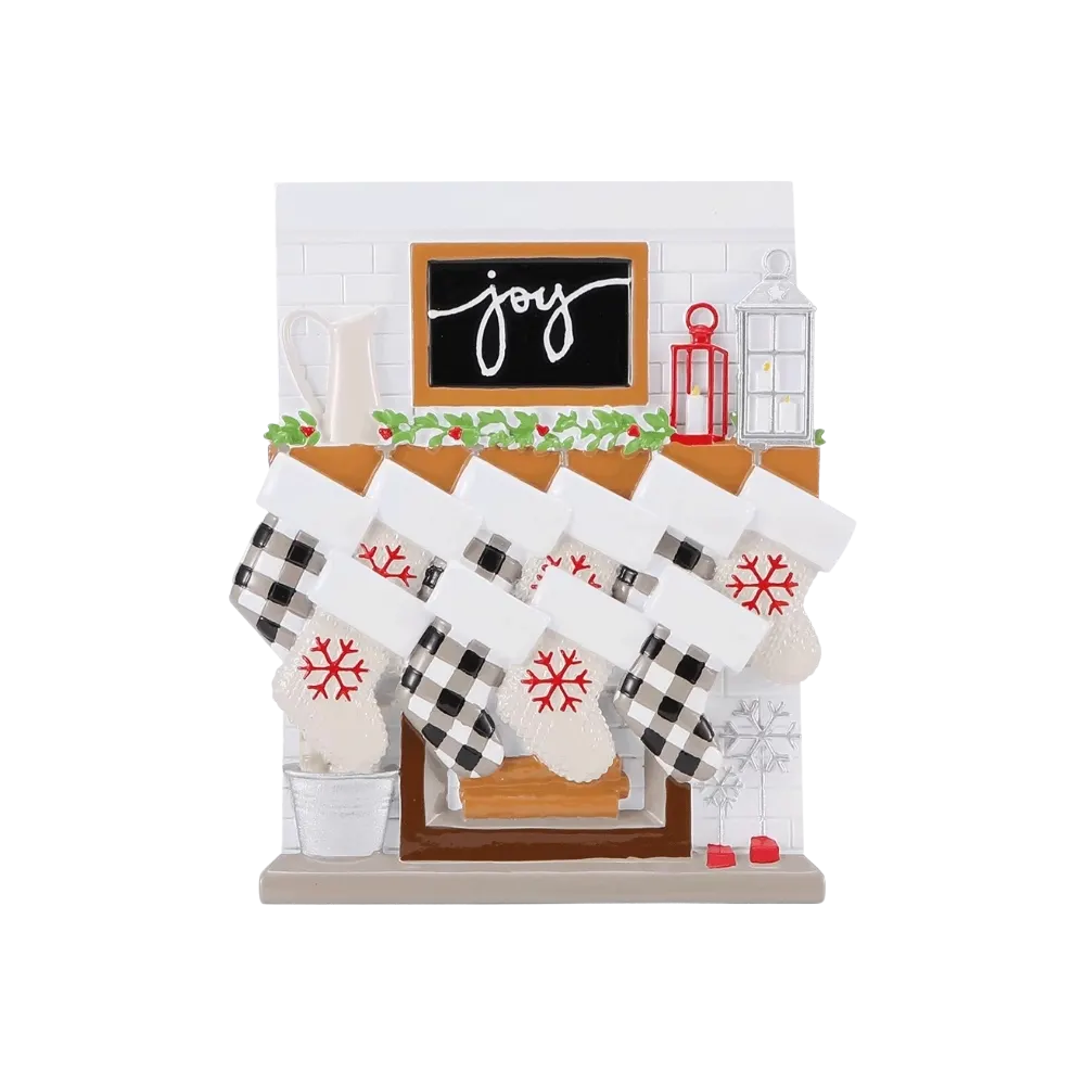 OR2030-10 - Fireplace Mantle Family of 10 Personalised Christmas Decoration