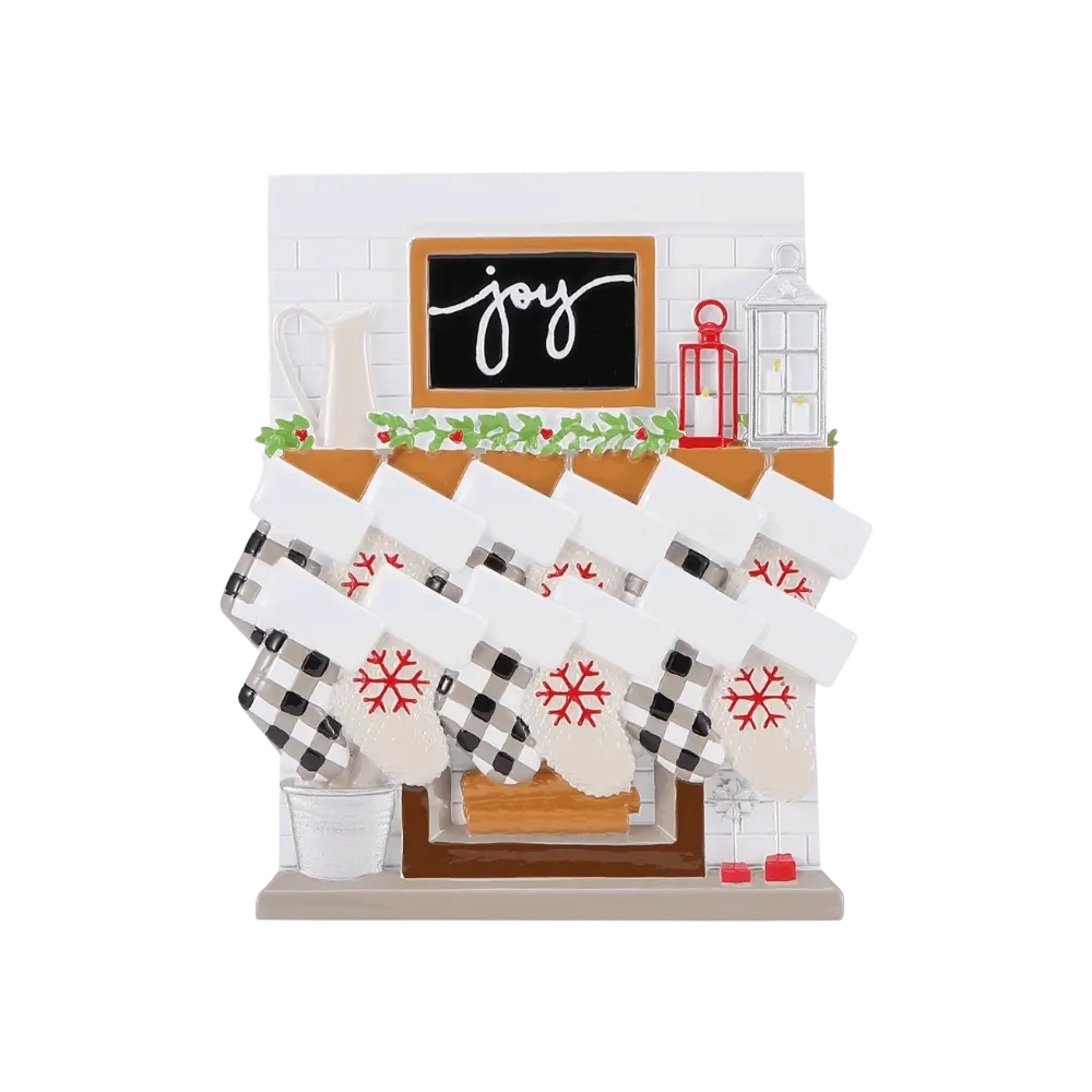 OR2030-12 - Fireplace Mantle Family of 12 Personalised Christmas Decoration