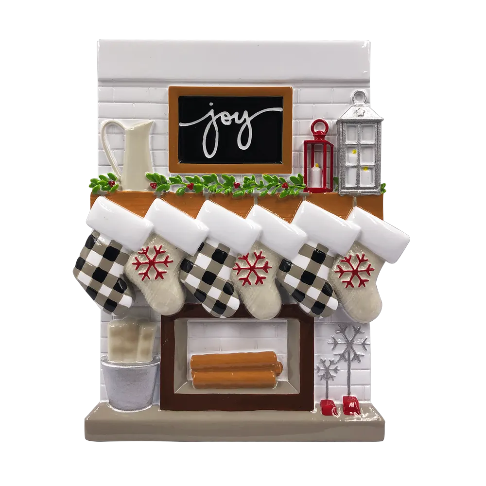 OR2030-6 - Fireplace Mantle Family of 6 Personalised Christmas Decoration