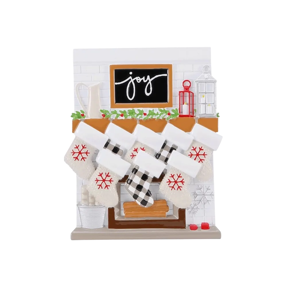 OR2030-8 - Fireplace Mantle Family of 8 Personalised Christmas Decoration
