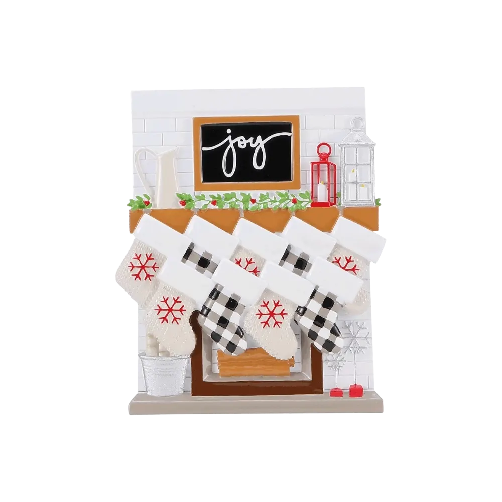 OR2030-9 - Fireplace Mantle Family of 9 Personalised Christmas Decoration