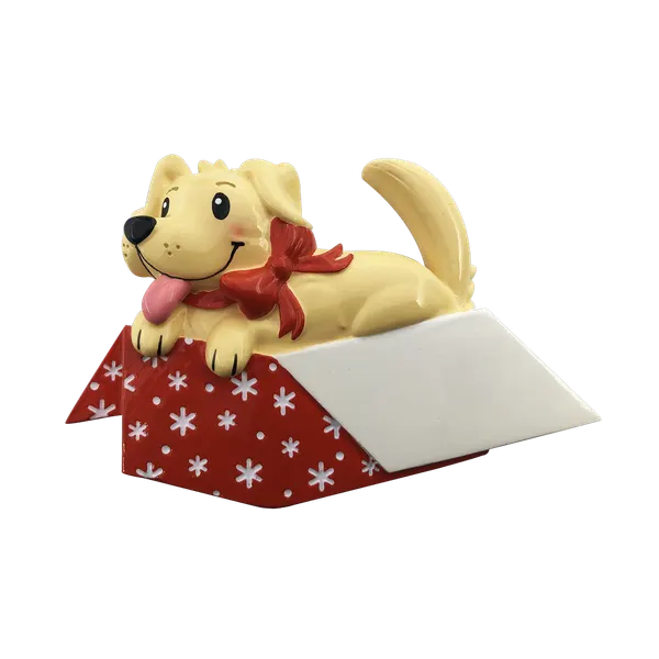 OR2150 - New Dog in Gift Box Personalised Christmas Decoration
