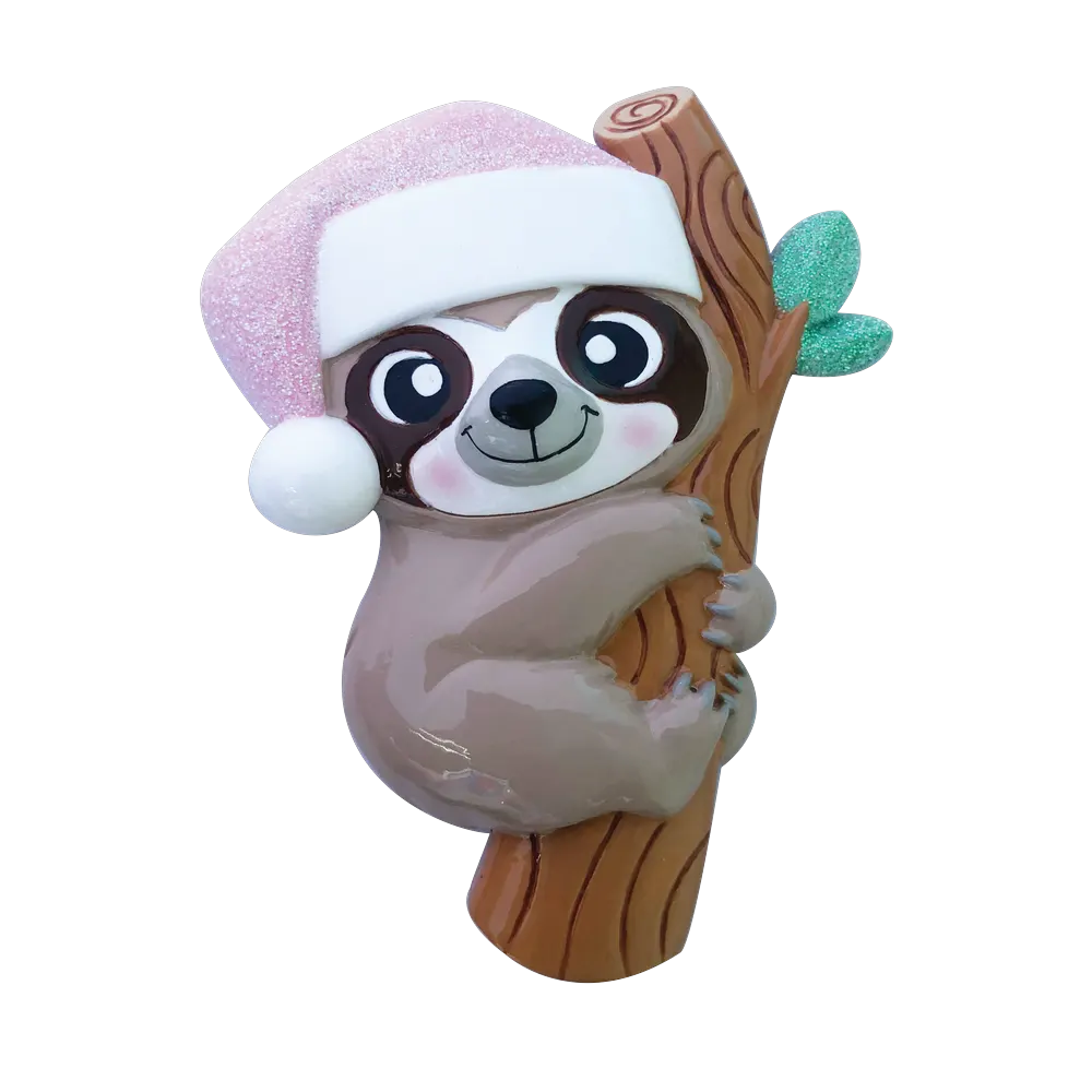 OR2157-P - Baby Sloth (Pink) Personalised Christmas Decoration