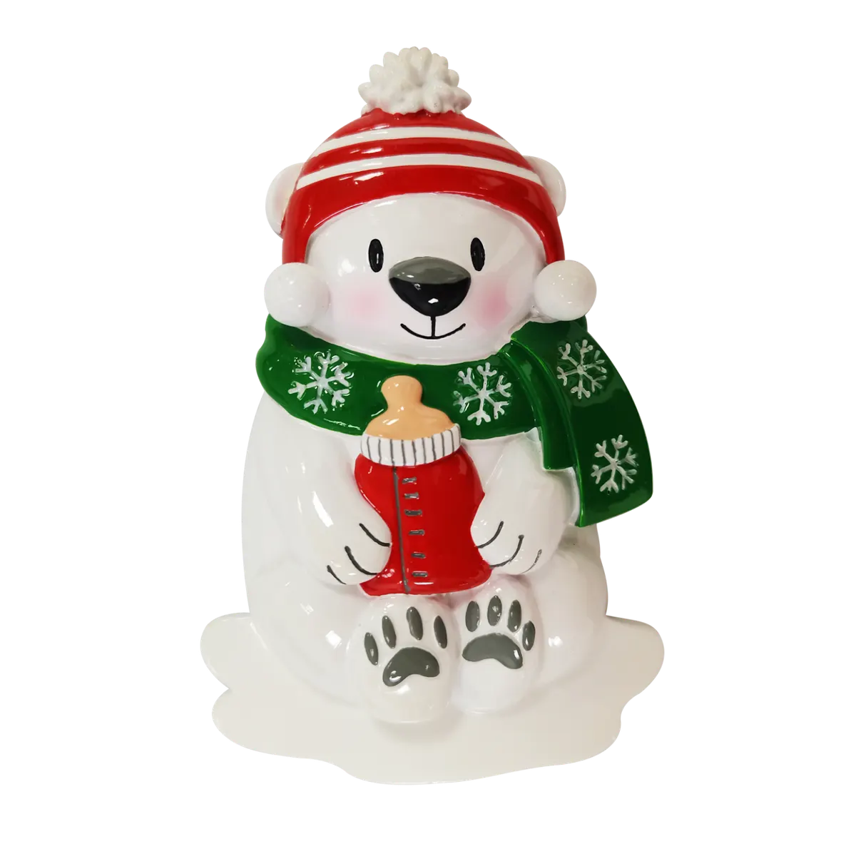 OR2230-RG - Baby Polar Bear (Red & Green) Personalised Christmas Decoration