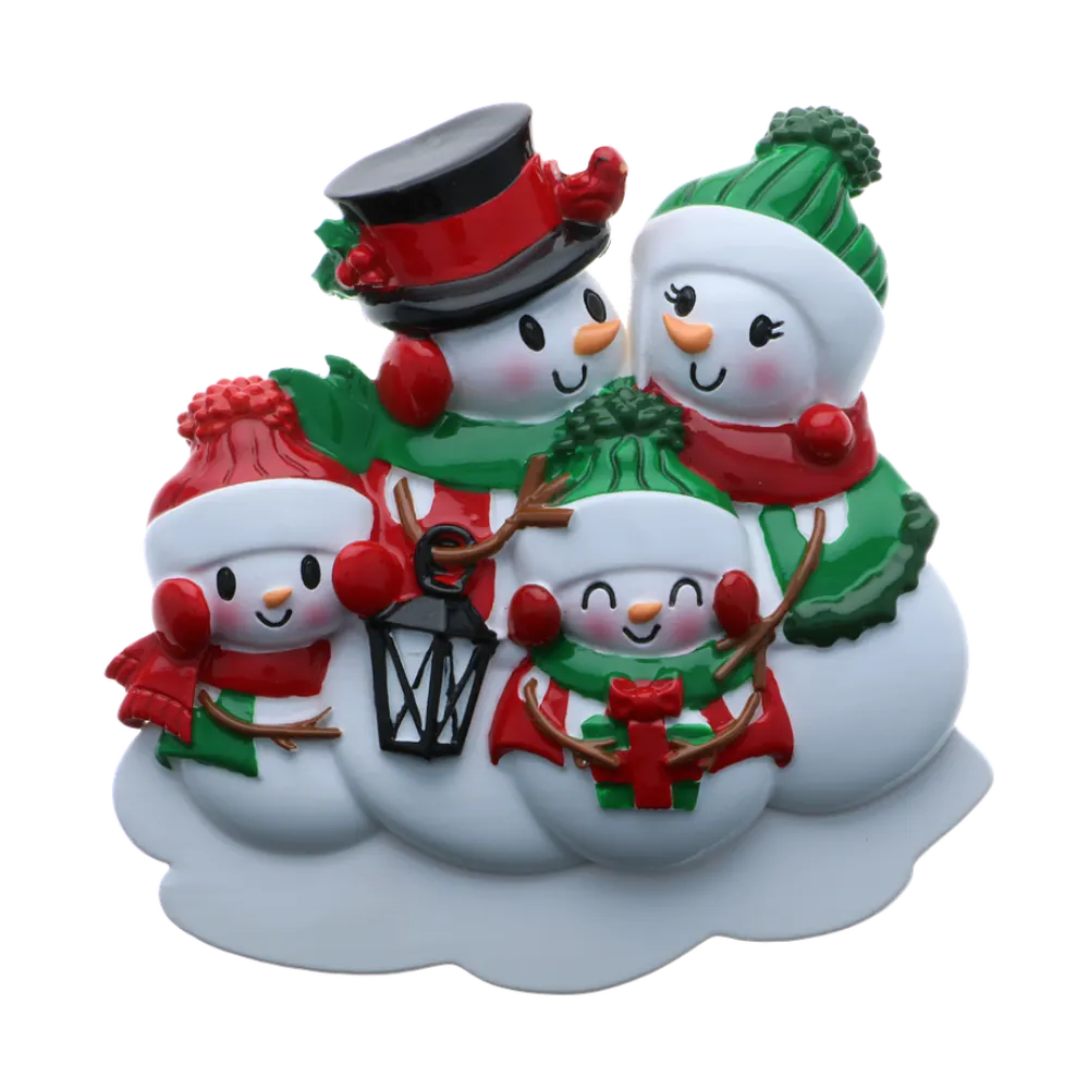 OR2255-4 - Snowman Family of 4 Personalised Christmas Decoration