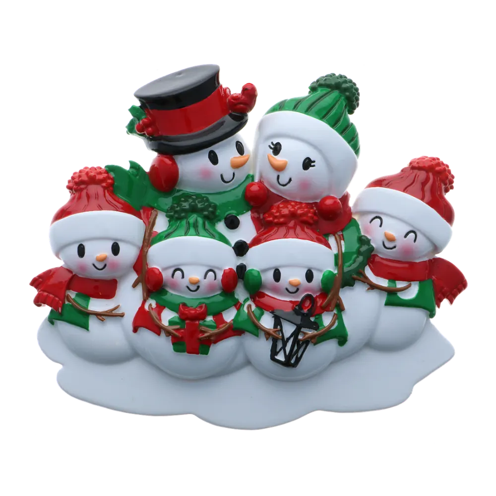 OR2255-6 - Snowman Family of 6 Personalised Christmas Decoration