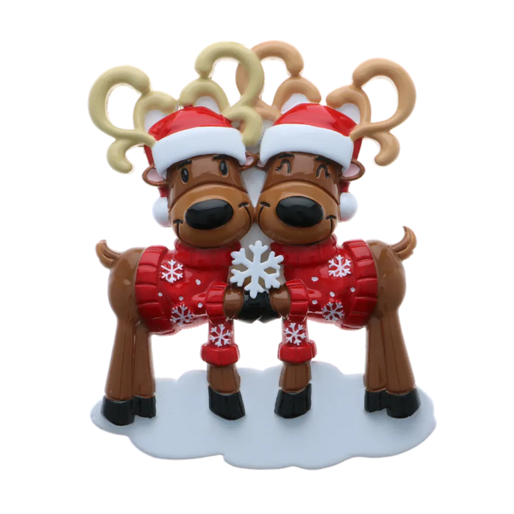 OR2256-2 - Mr. & Mrs. Reindeer Couple Personalised Christmas Decoration